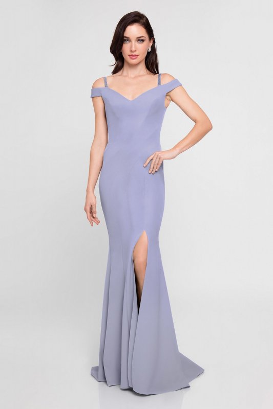 Off-the-Shoulder Sweetheart Crepe Sheath Dress 1813B5185