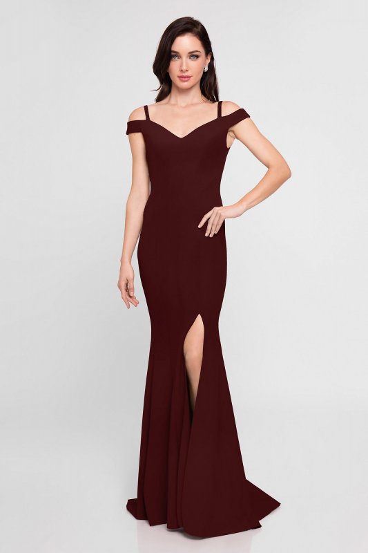 Off-the-Shoulder Sweetheart Crepe Sheath Dress 1813B5185