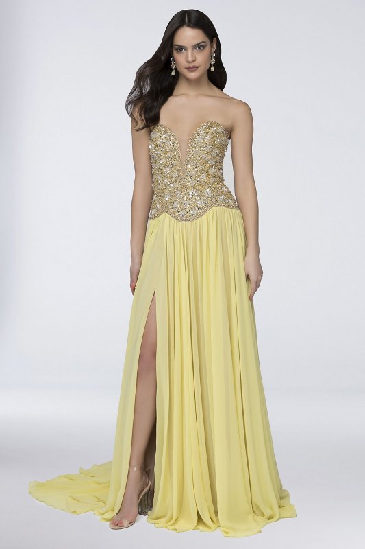 Chiffon Strapless Dress with Sequins and Beading 1912P8239