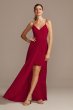 Spaghetti Chiffon Overskirt Tall Bridesmaid Dress 4XLF20077