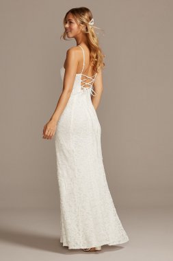 Halter Keyhole Lace Dress with Lace-Up Back 650711