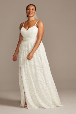 Grosgrain Banded Lace Plus Size Wedding Dress 8MS161213