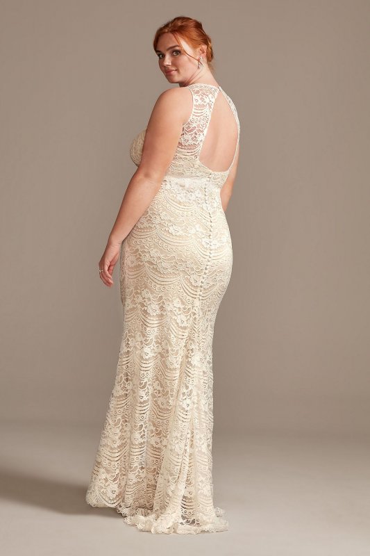 Plunge Illusion Plus Size Wedding Dress 8MS251214