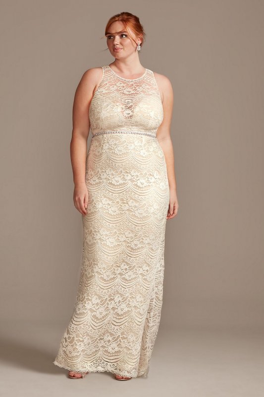 Plunge Illusion Plus Size Wedding Dress 8MS251214