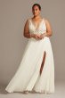 Applique Illusion Chiffon Plus Size Wedding Dress 9SWG842