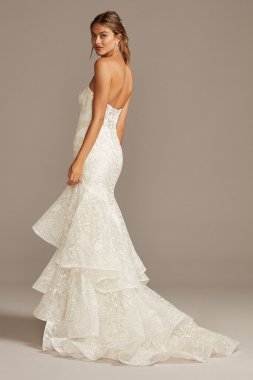 Notch-Neck Lace Corset Mermaid Wedding Dress CWG846