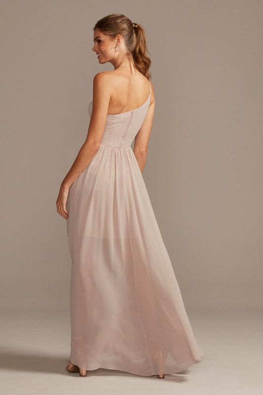 One-Shoulder Chiffon Overskirt Bridesmaid Dress F20078