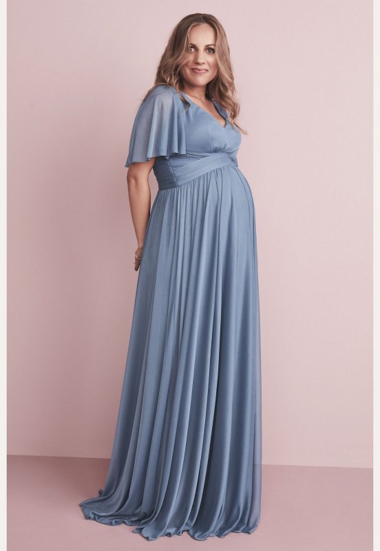 Flutter Sleeve Mesh Maternity Bridesmaid Dress F20167