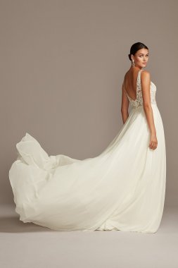 Long Sleeve Sequin Floral Applique Wedding Dress SLSWG843