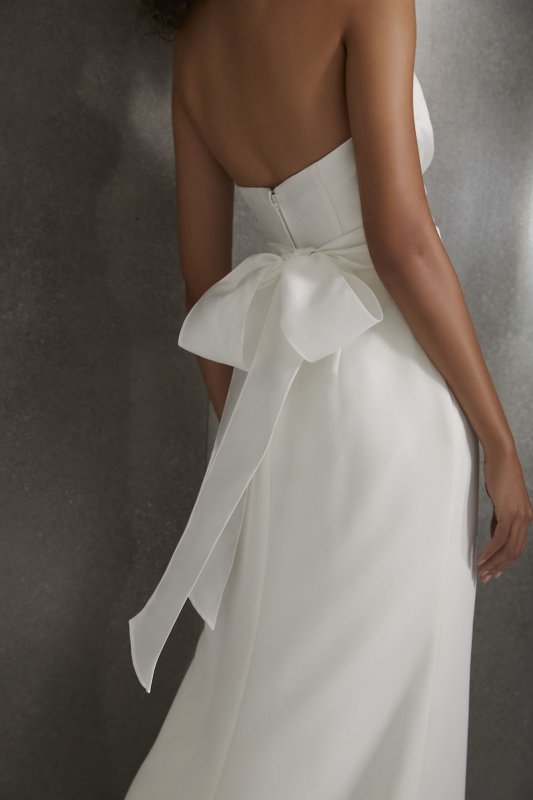 Pleated Bow Wedding Dress VW351558