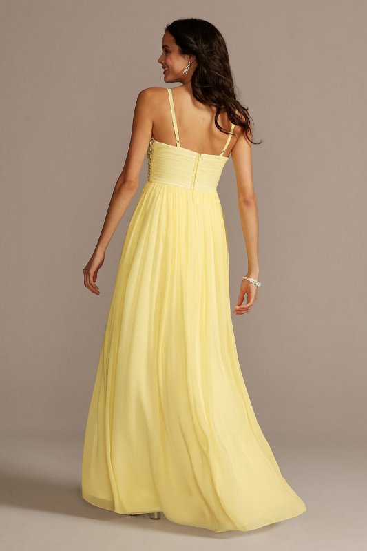 Plunging Chiffon Gown with Embellished Bodice X36835CA7