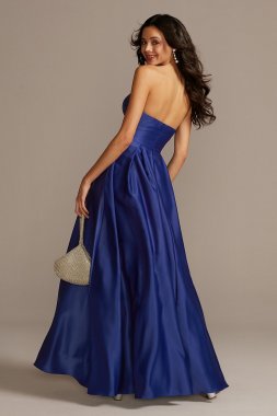 Strapless Sweetheart Satin Ball Gown with Pockets X39603QB4