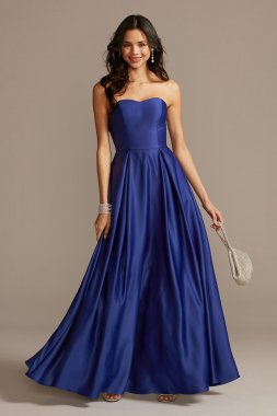 Strapless Sweetheart Satin Ball Gown with Pockets X39603QB4