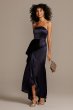 Strapless Satin Ruffle Gown with Asymmetric Hem X42672Q96