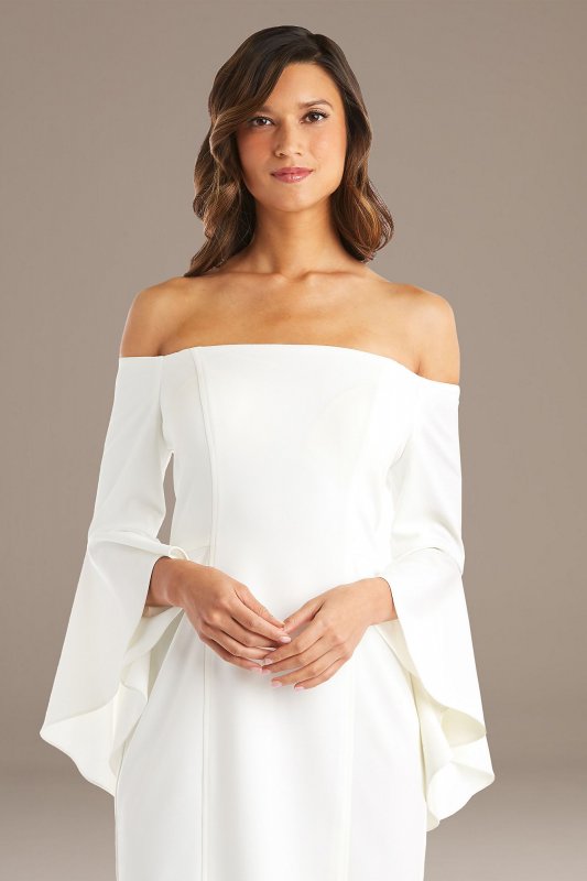 Short Off-the-Shoulder Crepe Scuba Ruffle Dress 2262