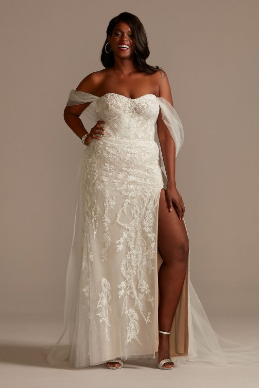 Removable Sleeve and Train Tall Plus Wedding Dress 4XL9LSSWG881