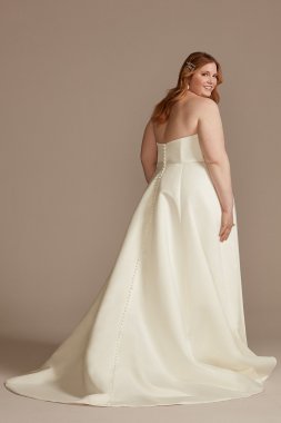 Strapless Tall Plus Satin Wedding Dress with Slit 4XL9WG4017