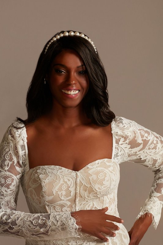 Detachable Sleeves Tall Plus Lace Wedding Dress 4XL9WG4020