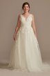 Embroidered V-Neck Tall Tulle Skirt Wedding Dress 4XLCWG888