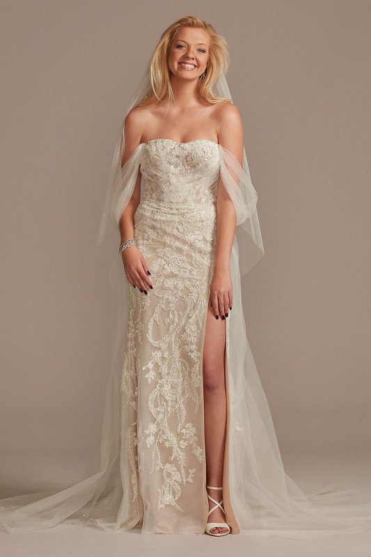 Detachable Sleeves and Train Tall Wedding Dress 4XLLSSWG881