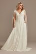 Lace Illusion Back Chiffon Tall Wedding Dress 4XLWG4011DB