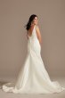 Plunge Mermaid Buttoned Satin Tall Wedding Dress 4XLWG4016