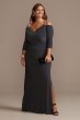 Beaded Strap Cold Shoulder Jersey Plus Size Gown 5659W