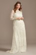 Illusion Long Sleeve Bead Plus Size Wedding Dress 8MS251222