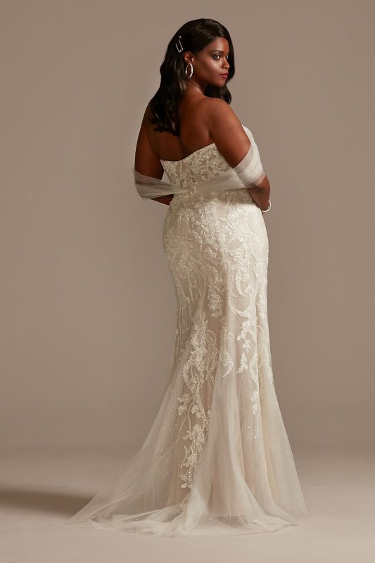 Removable Sleeve and Train Plus Size Wedding Dress 9LSSWG881