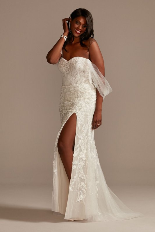 Removable Sleeves Plus Size Bodysuit Wedding Dress 9MBSWG881