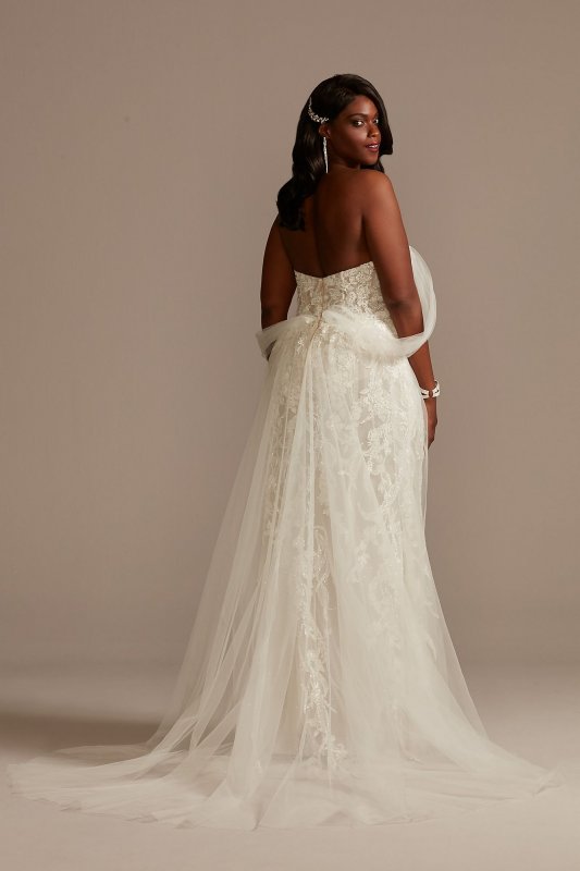 Removable Sleeves Plus Size Bodysuit Wedding Dress 9MBSWG881