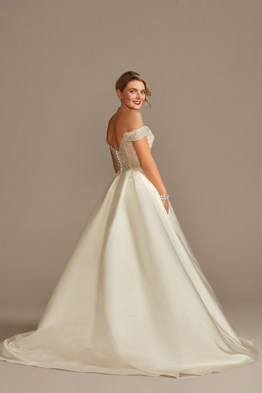 Sheer Beaded Bodice Off the Shoulder Wedding Dress CWG890