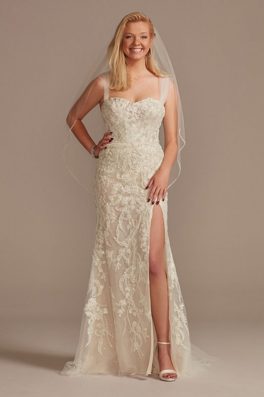 Removable Sleeves and Train Bodysuit Wedding Dress MBSWG881