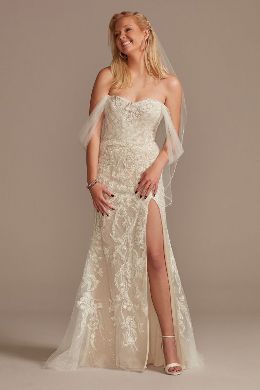 Removable Sleeves and Train Bodysuit Wedding Dress MBSWG881