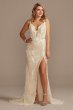 Beaded Plunge Wedding Dress with High Slit MBSWG887