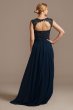 Beaded Sequin Illusion Cap Sleeve Belted Gown VCRR18055