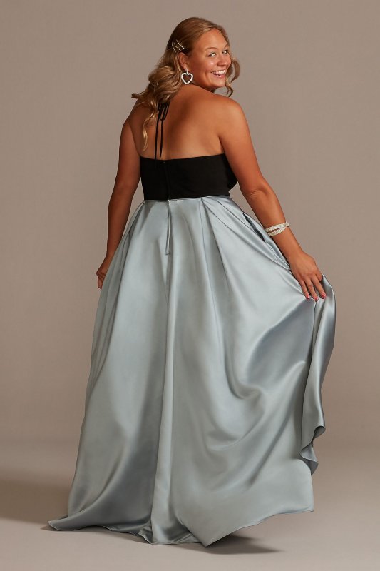 V-Neck Halter Satin Plus Ball Gown with Pockets WBM2405V1W