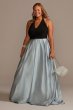 V-Neck Halter Satin Plus Ball Gown with Pockets WBM2405V1W