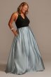 V-Neck Halter Satin Plus Ball Gown with Pockets WBM2405V1W