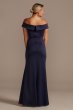 Beaded Waist Crepe Off-the-Shoulder Sheath Gown WBM2428V2