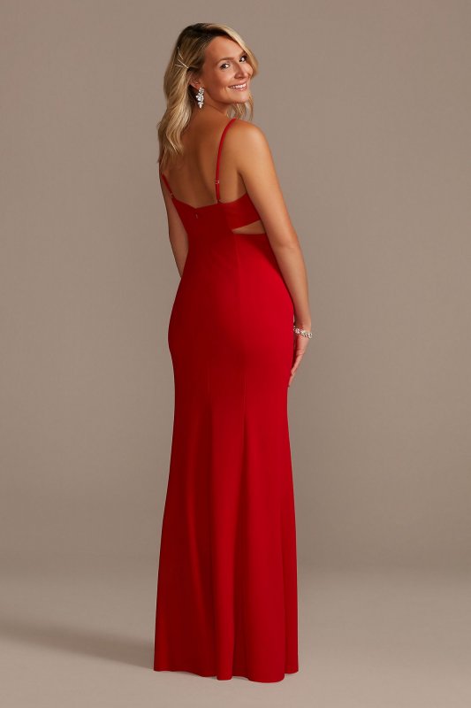 Stretch Crepe Sheath Dress with Beaded X Waist WBM2436