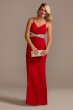 Stretch Crepe Sheath Dress with Beaded X Waist WBM2436