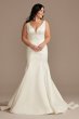 Plunge Mermaid Satin Wedding Dress with Buttons WG4016