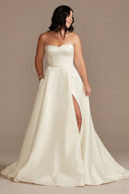 Strapless Satin Wedding Dress with Skirt Slit WG4017