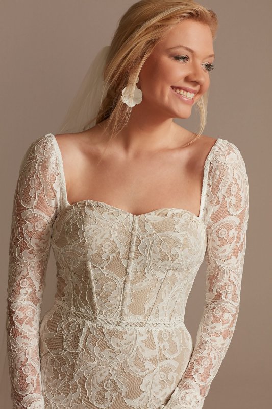 Detachable Sleeves Lace Sheath Wedding Dress WG4020