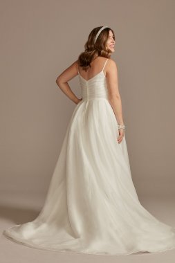 Pleated Organza A-Line Wedding Dress with Slit WG4029