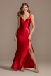 Shining Satin V-Neck Spaghetti Strap Slip Dress 11459