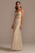 Beaded Overlay V-Neck Gown with Spaghetti Straps Jump 11655