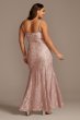 Glitter Lace Spaghetti Strap Plus Size Godet Gown 12832W