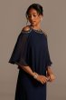 Embellished Cold Shoulder Chiffon Capelet Dress 1351319